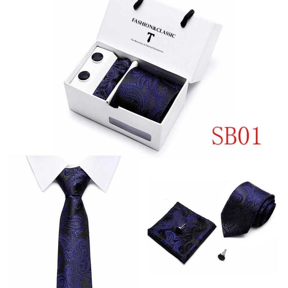เนคไทผ้าไหมทอแจ็คการ์ดสุดหรู ล - Neck Tie Set Box บทวิจารณ์และราคา